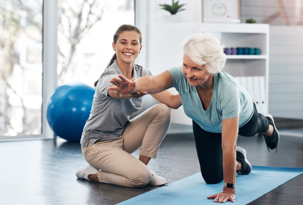 Group fitness class with physio